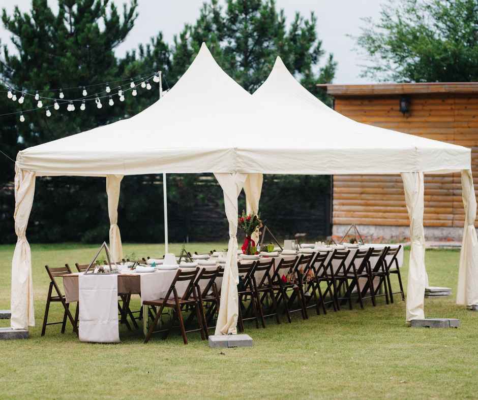 Outdoor tent for wedding reception
