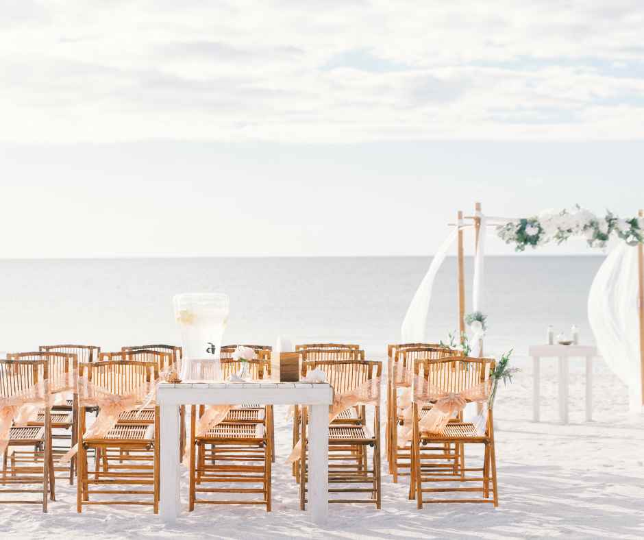 Waterfront wedding setup